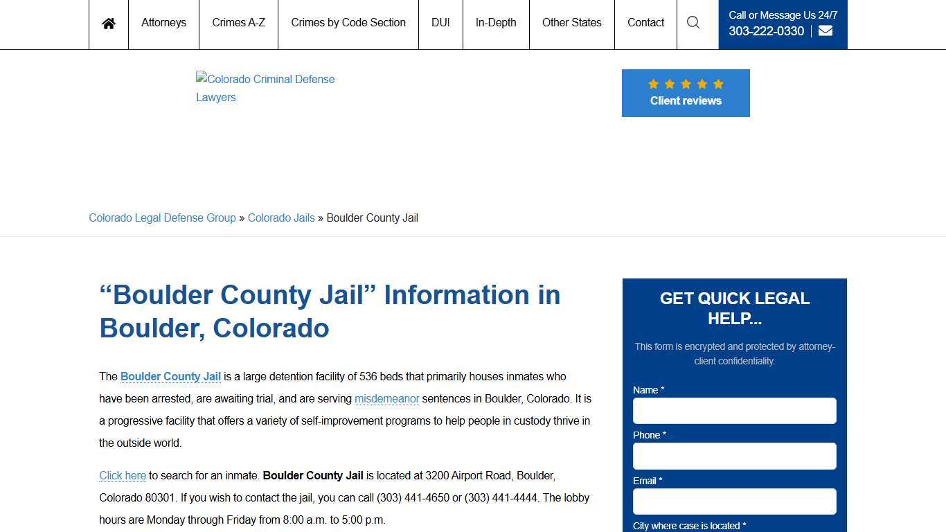 “Boulder County Jail” Information in Boulder, Colorado