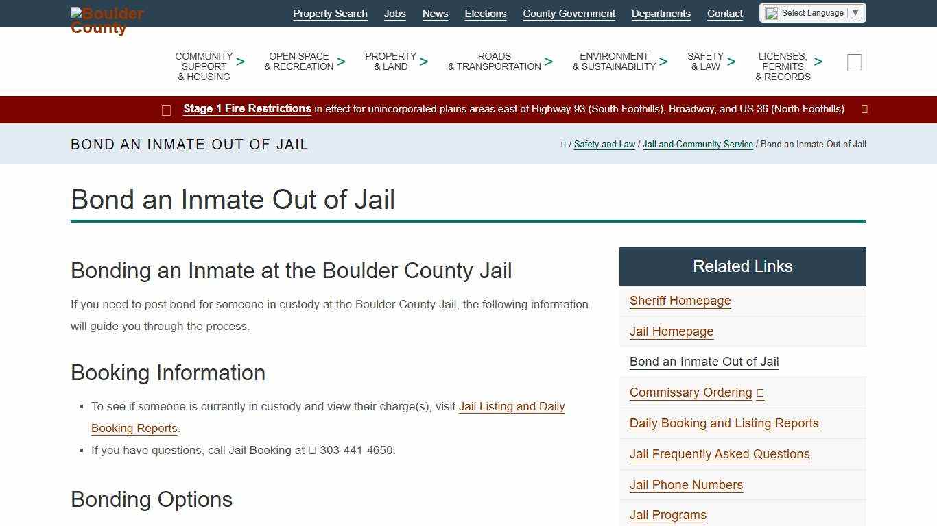 Bond an Inmate Out of Jail - Boulder County