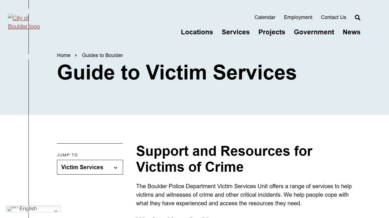 Guide to Victim Services City of Boulder